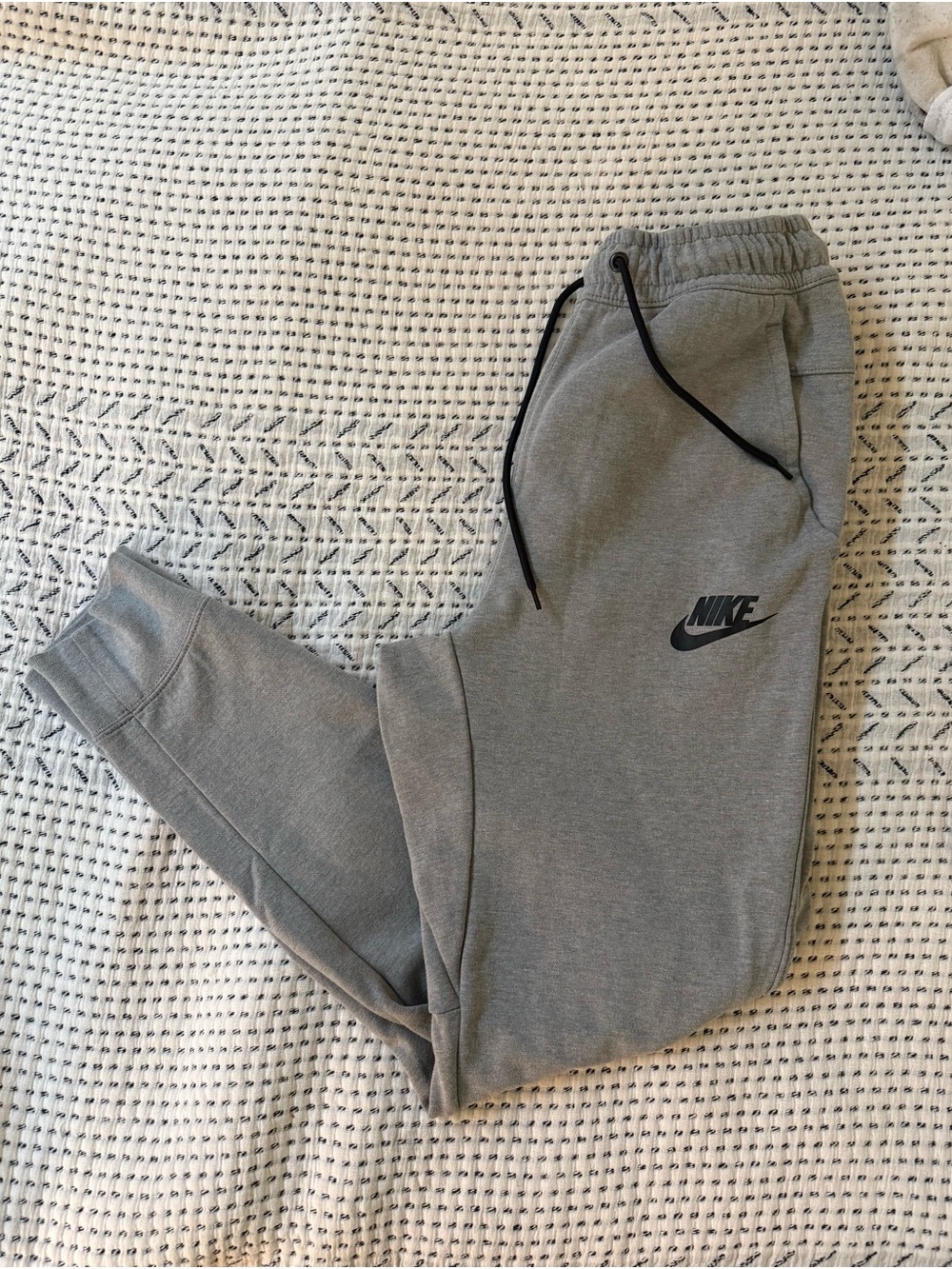 Men’s small Nike Tech  Gray Logo Joggers with Black Drawstring